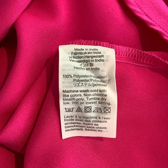 J. Crew Bright Pink Satin Crepe Ruffle Sleeve Top 3/4 Sleeve Small NWT - Picture 8 of 8